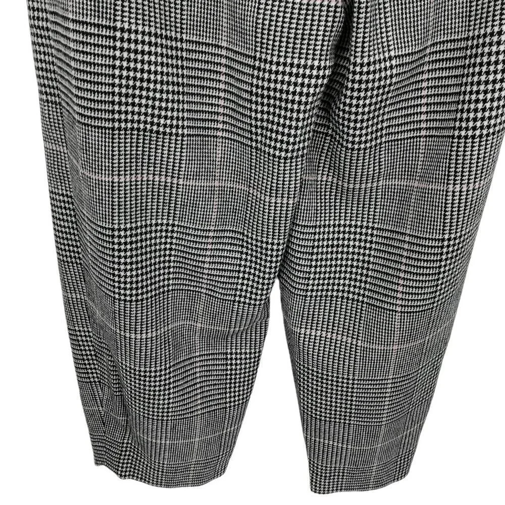 J Crew High Rise Tapered Pleated Plaid Wool Blend Pants Size 00 Houndstooth